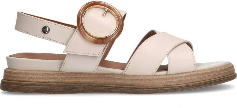 No Stress Dames PRE ORDER Witte leren plateau sandalen met gesp