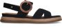 No Stress Dames PRE ORDER Zwarte leren plateau sandalen met gesp - Thumbnail 7