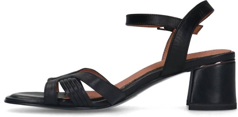 No Stress Dames PRE ORDER Zwarte leren sandalen met hak