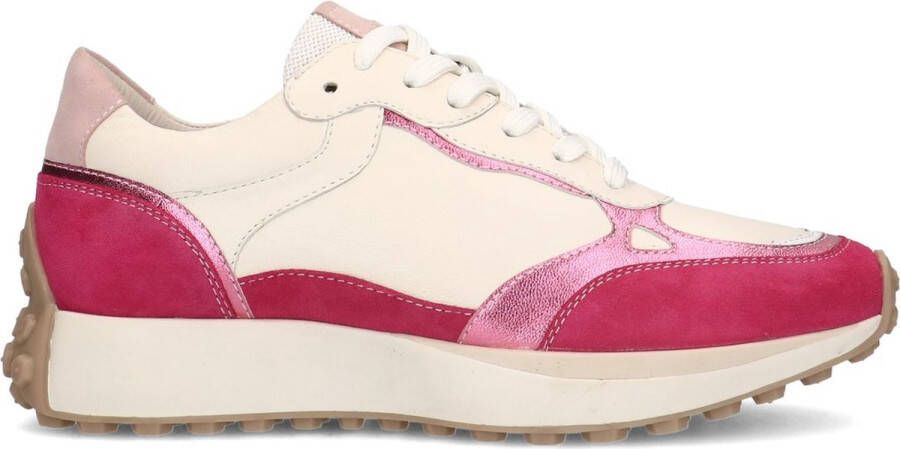 No Stress Dames Roze leren sneakers met suède details