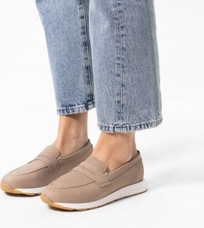 No Stress Dames Taupe nubuck loafers