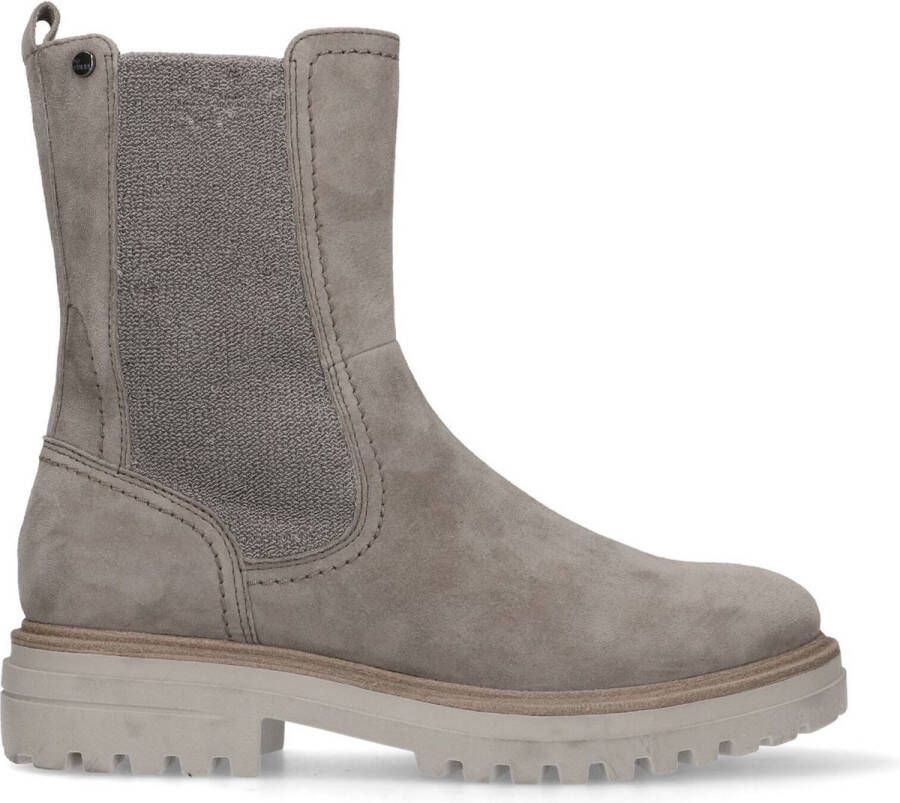 No Stress Dames Taupe suède chelsea boots met rits