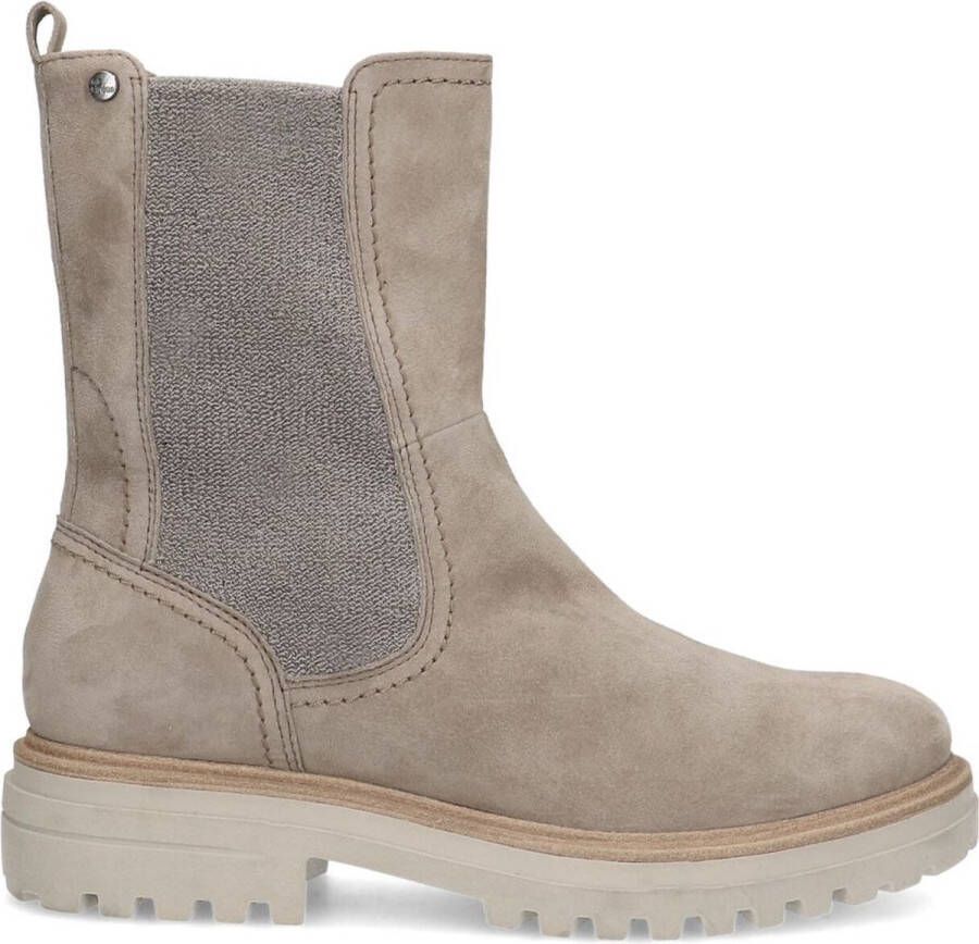 No Stress Dames Taupe suède chelsea boots met rits