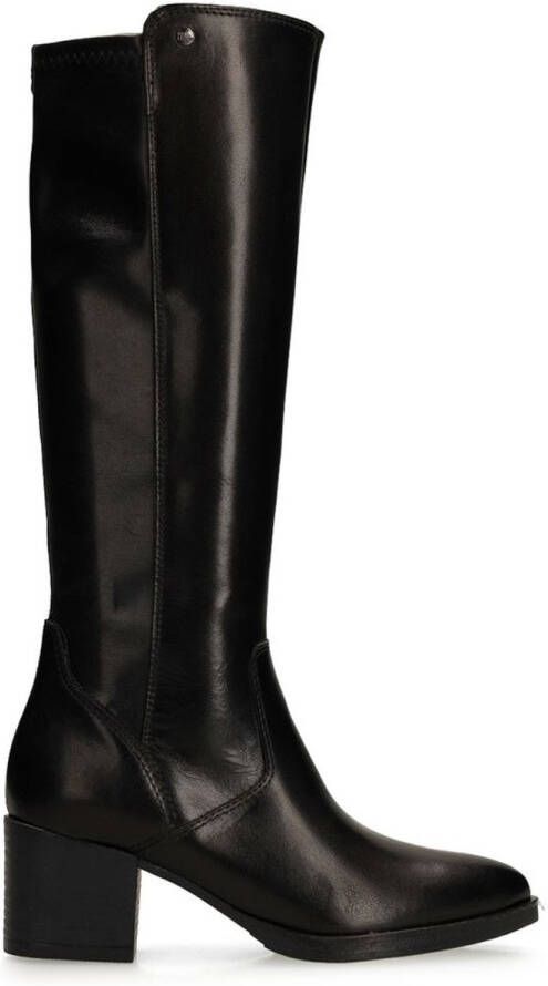 No Stress Dames Zwarte leren hoge laarzen met hak