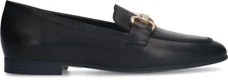 No Stress Dames Zwarte leren loafers met goudkleurig detail - Foto 2