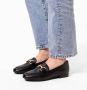 No Stress Dames Zwarte leren loafers met goudkleurig detail - Thumbnail 2