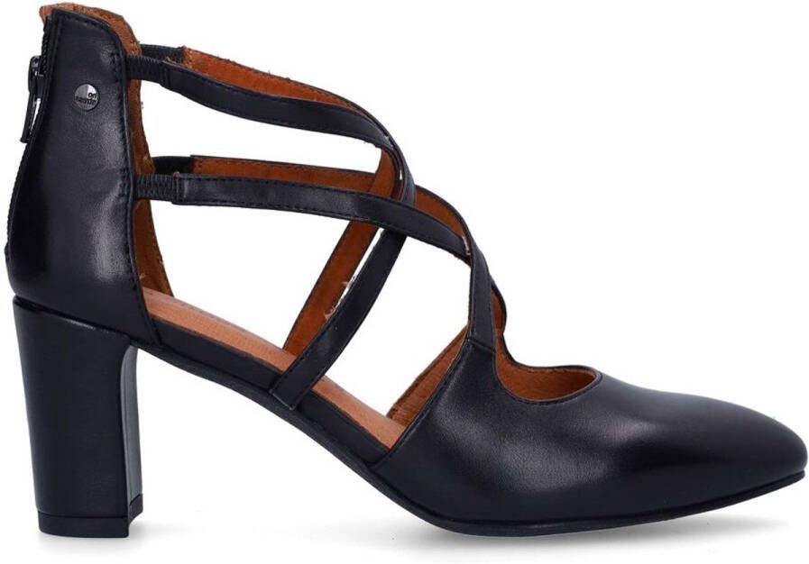 No Stress Dames Zwarte leren pumps met ritssluiting