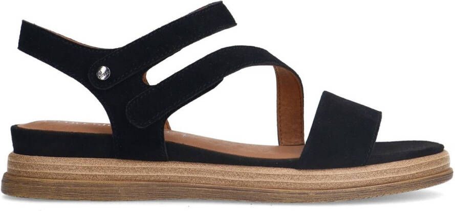 No Stress Dames Zwarte leren sandalen