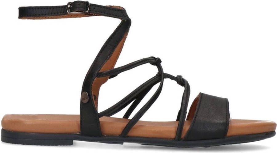 No Stress Dames Zwarte leren sandalen met bandjes - Foto 2