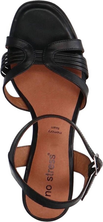 No Stress Dames PRE ORDER Zwarte leren sandalen met hak