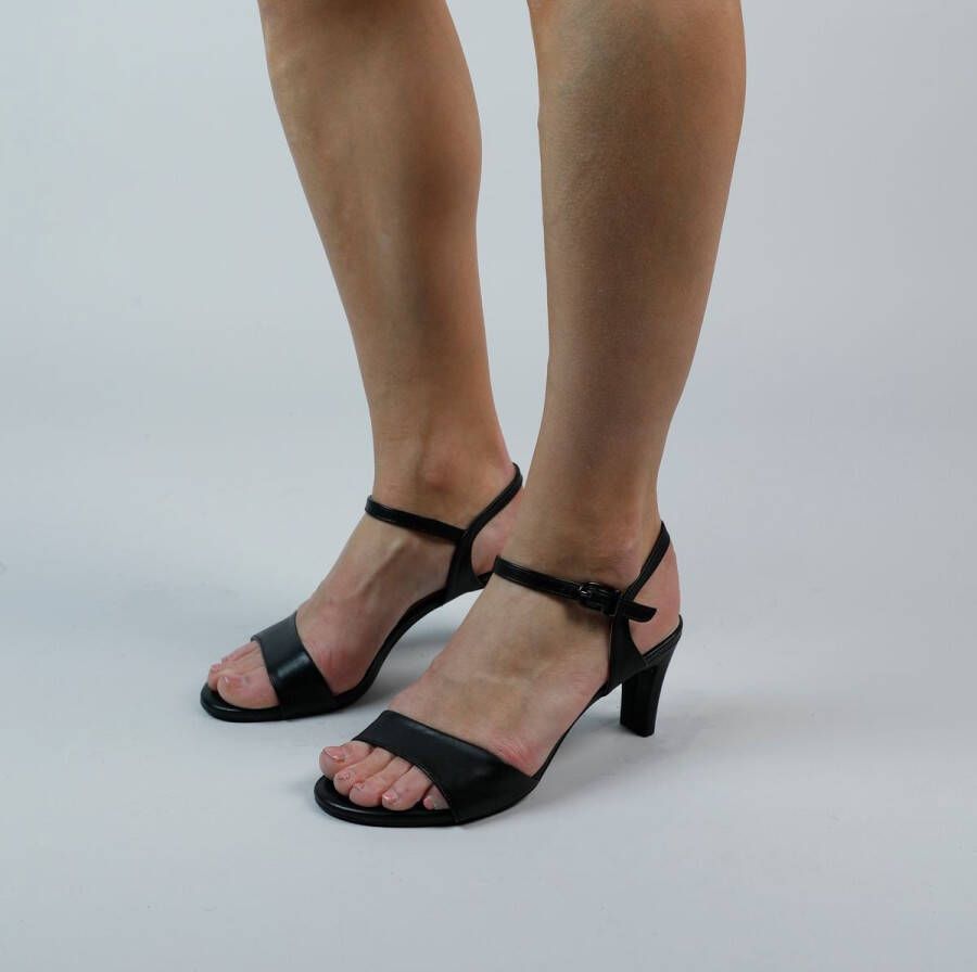 No Stress Dames Zwarte leren sandalen met hak - Foto 4