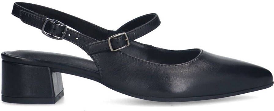 No Stress Dames Zwarte leren slingbacks