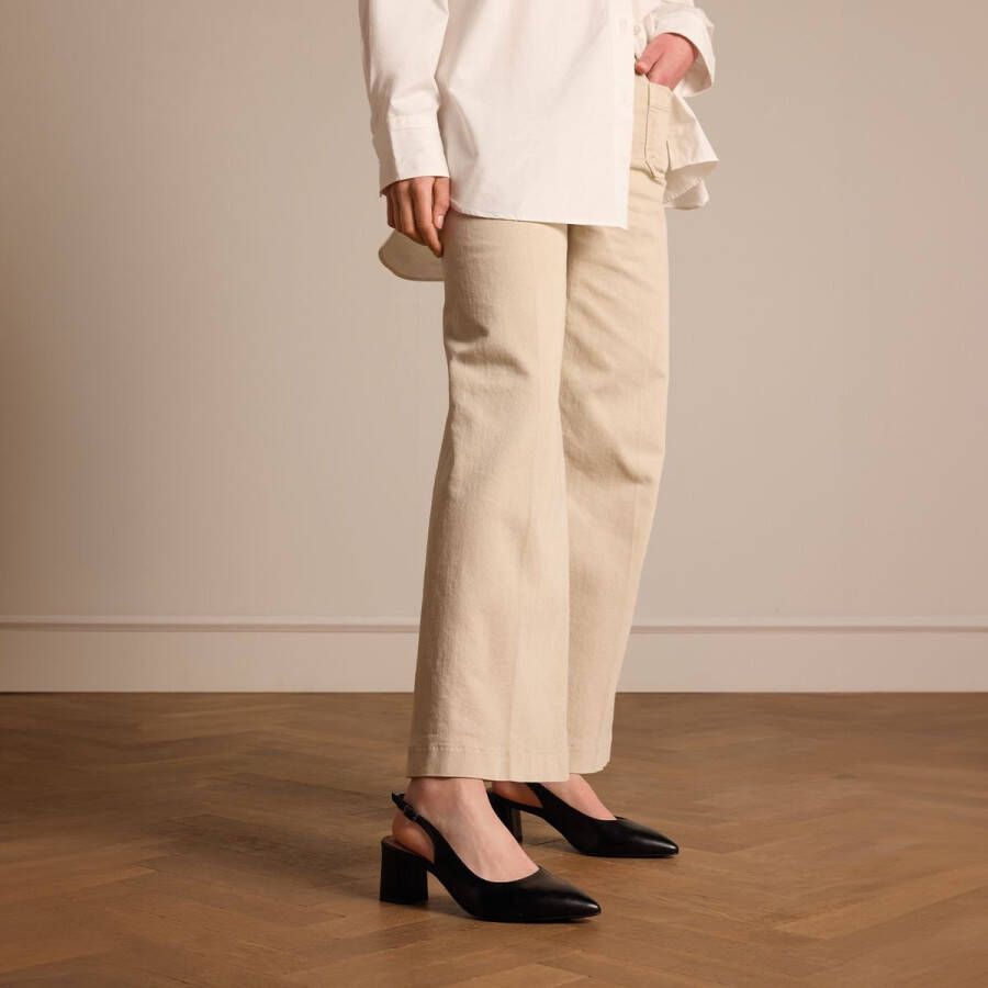 No Stress Dames Zwarte leren slingbacks