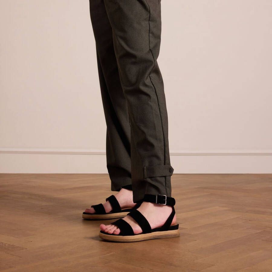 No Stress Dames Zwarte suède plateau sandalen