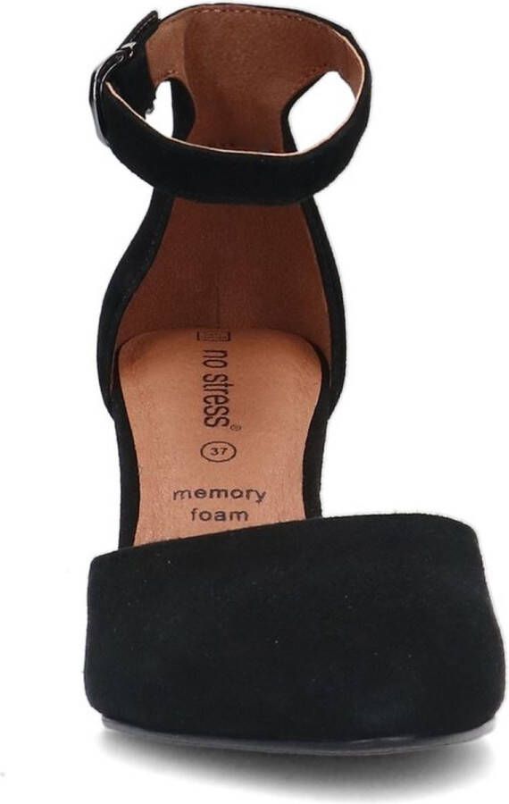 No Stress Dames Zwarte suède pumps met enkelbandje