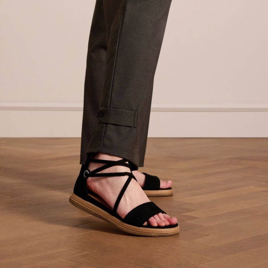 No Stress Dames Zwarte suède sandalen met bandjes