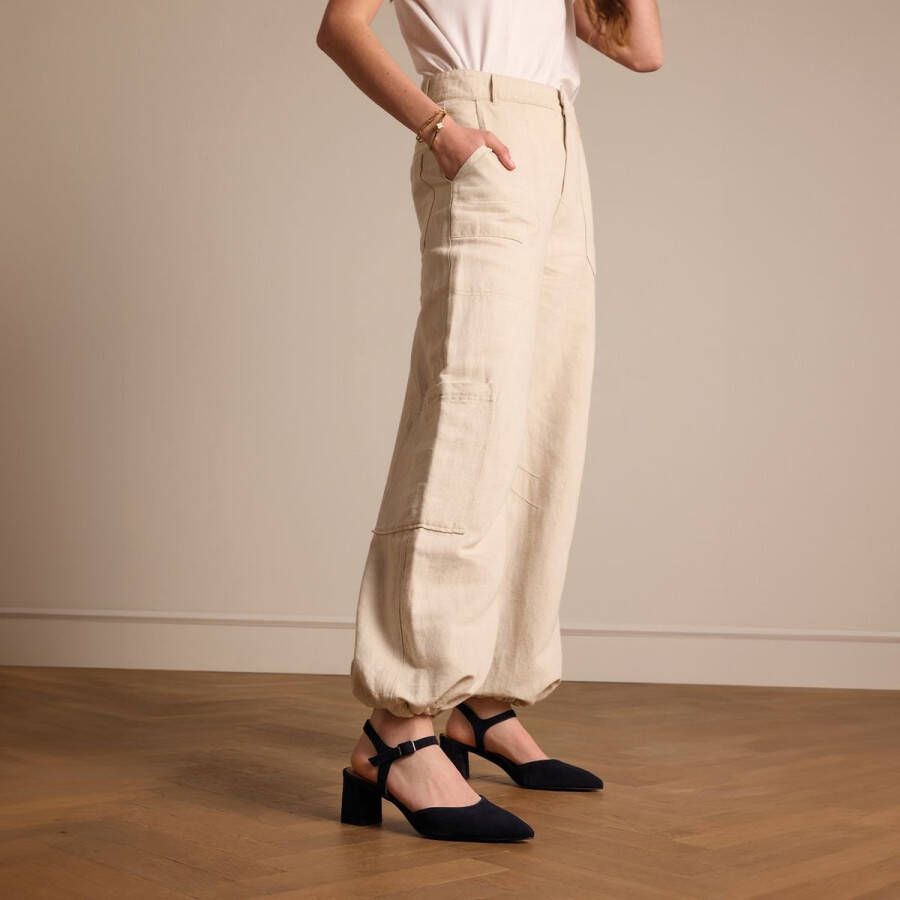 No Stress Dames Zwarte suède slingbacks