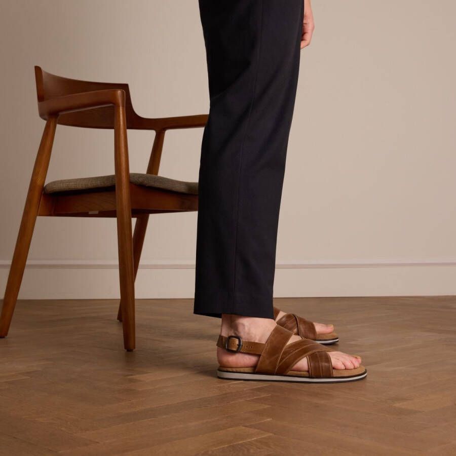 No Stress Heren Cognac leren sandalen - Foto 2