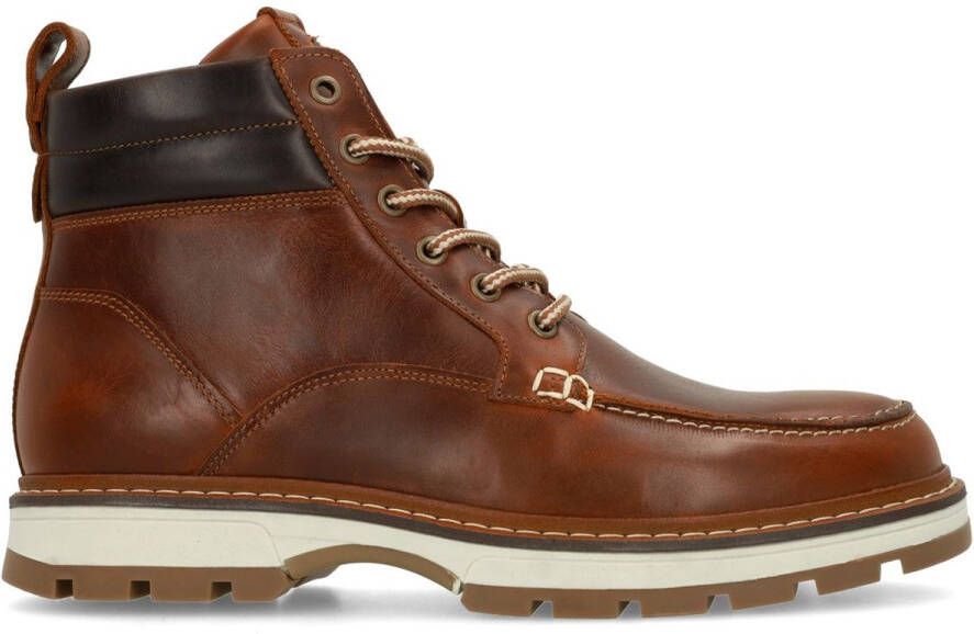 No Stress Heren Cognac leren veterboots