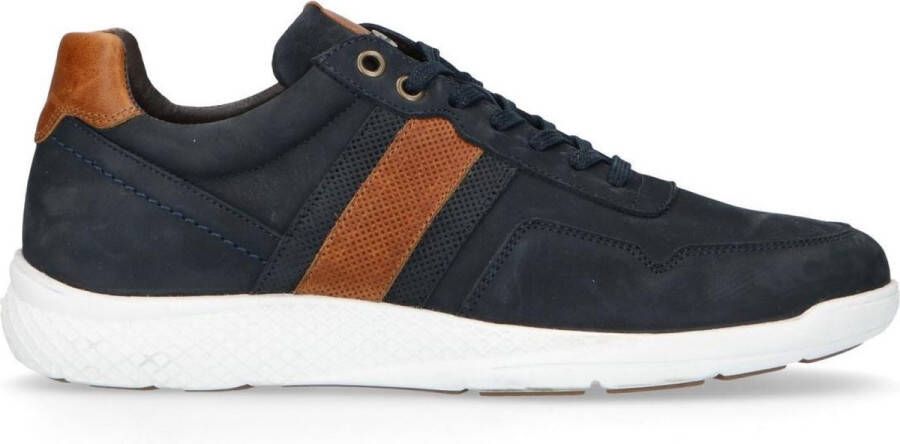 No Stress nubuck sneakers donkerblauw cognac