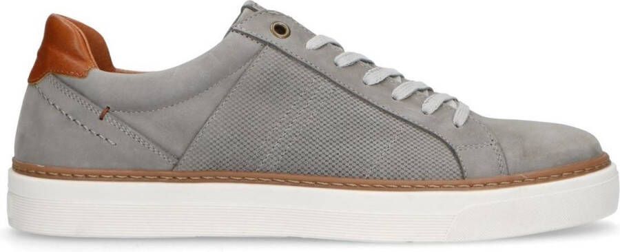 No Stress Heren Taupe nubuck sneakers met witte zool - Foto 3