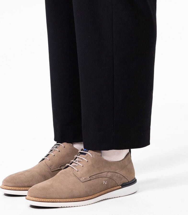 No Stress Heren Taupe suède veterschoenen