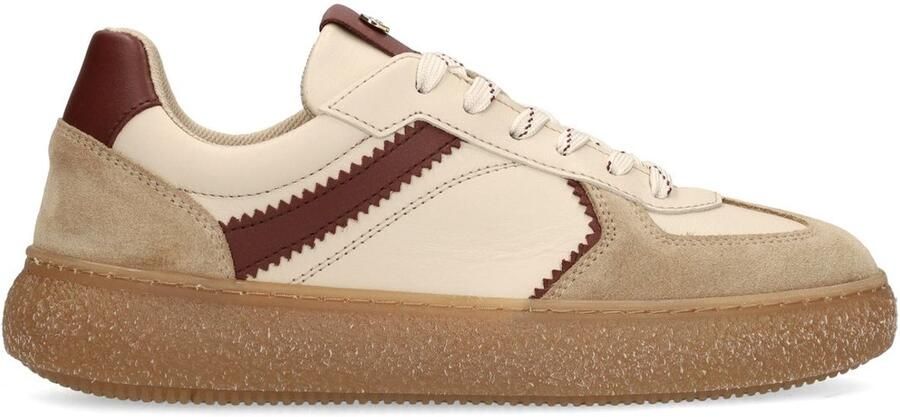 No Stress Dames Beige leren sneakers