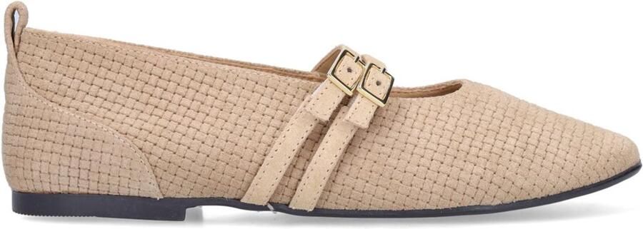 No Stress Dames Beige suède ballerina's