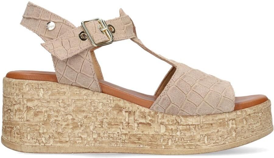 No Stress Dames Beige suède croco sleehakken