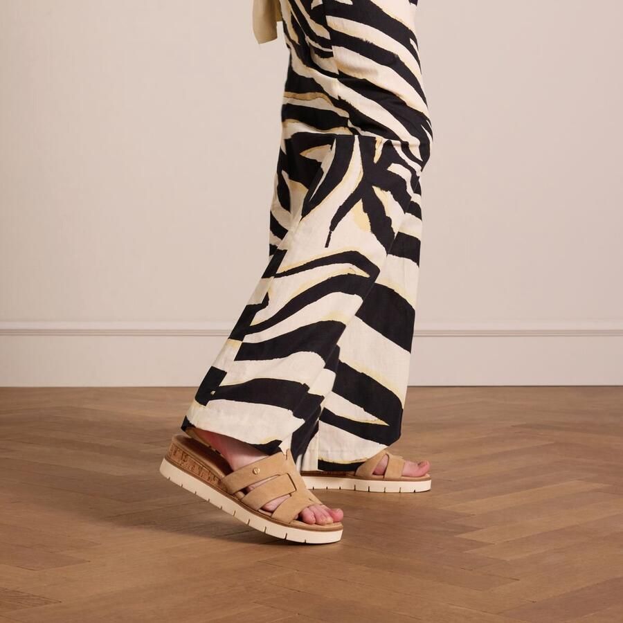 No Stress Dames Beige suède sandalen