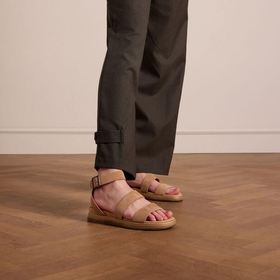 No Stress Dames Beige suède sandalen