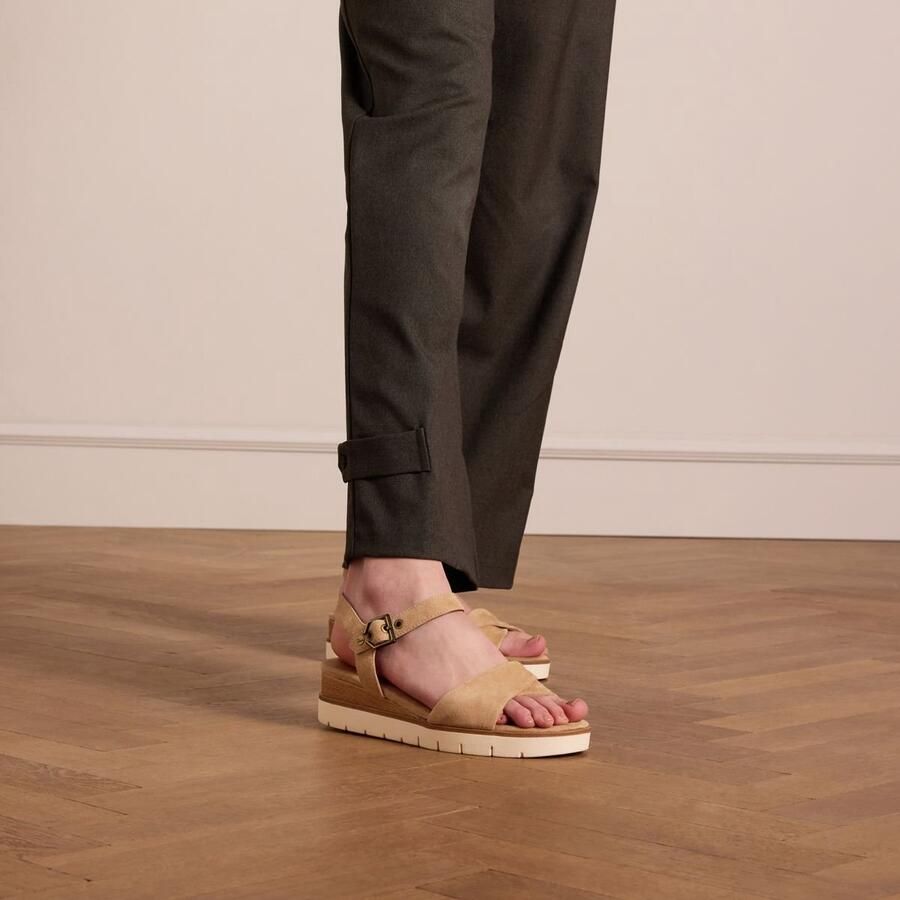 No Stress Dames Beige suède sandalen