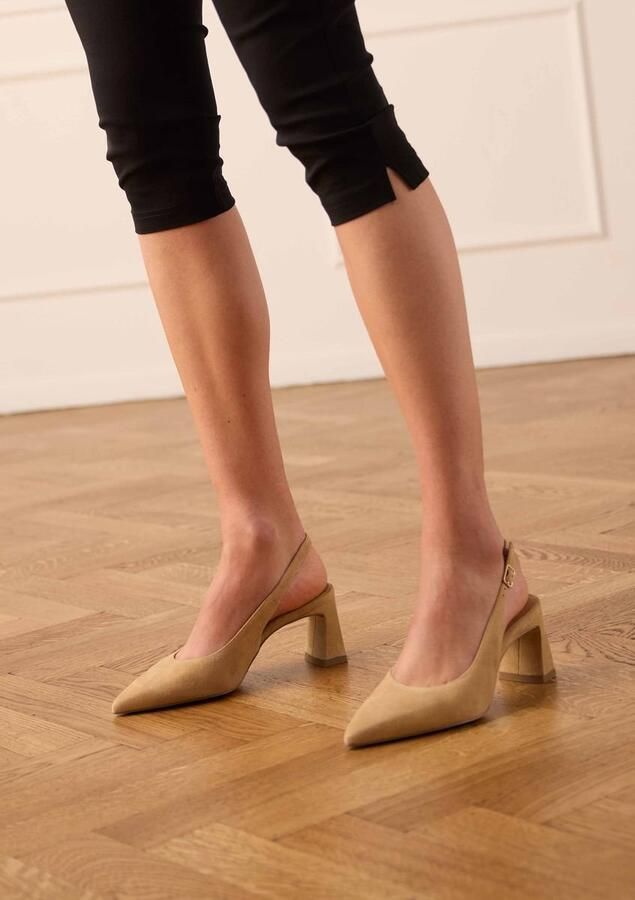 No Stress Dames Beige suède slingbacks