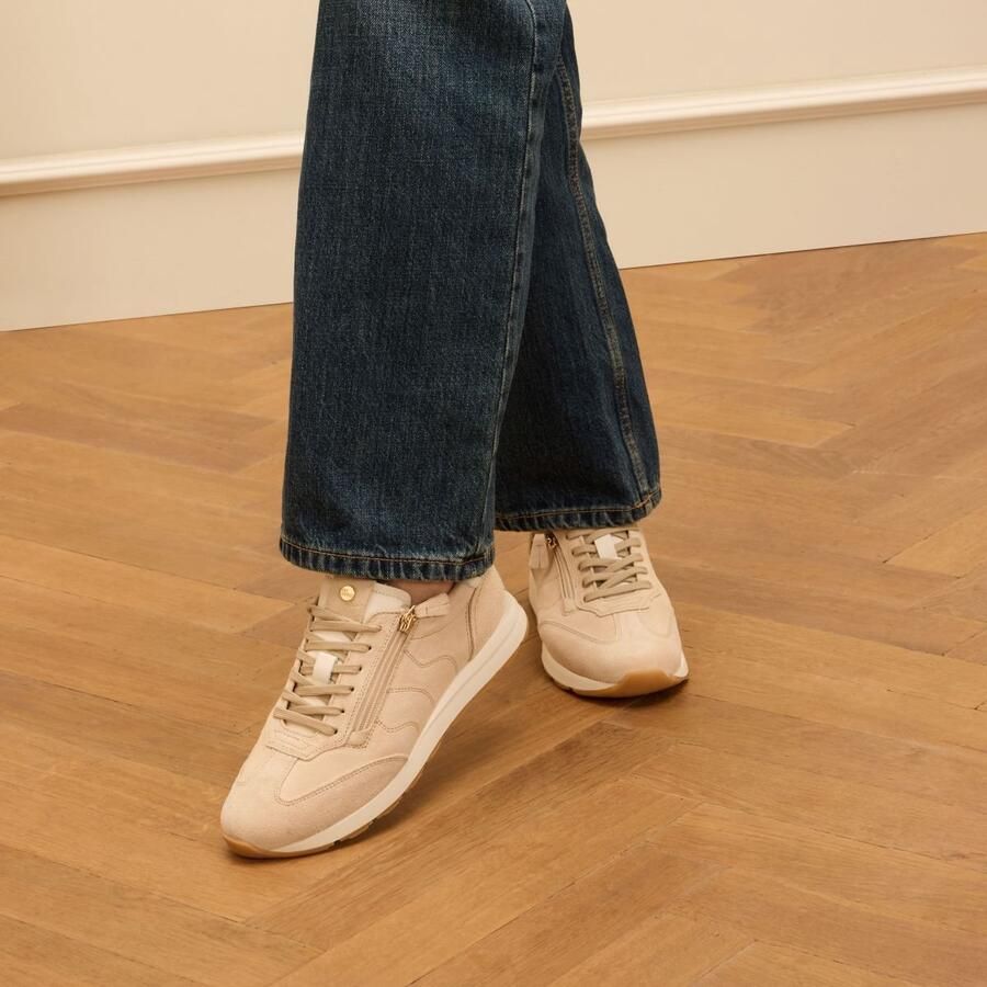 No Stress Dames Beige suède sneakers met rits - Foto 2