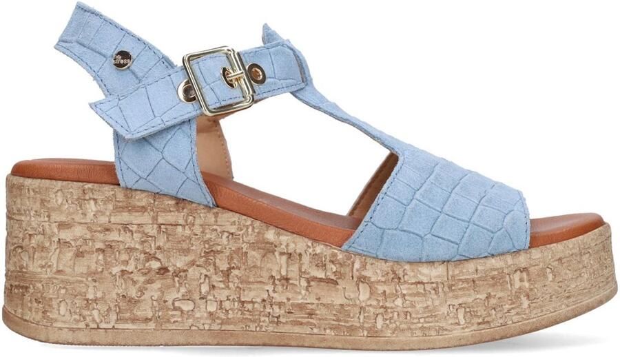No Stress Dames Blauwe suède croco sleehakken