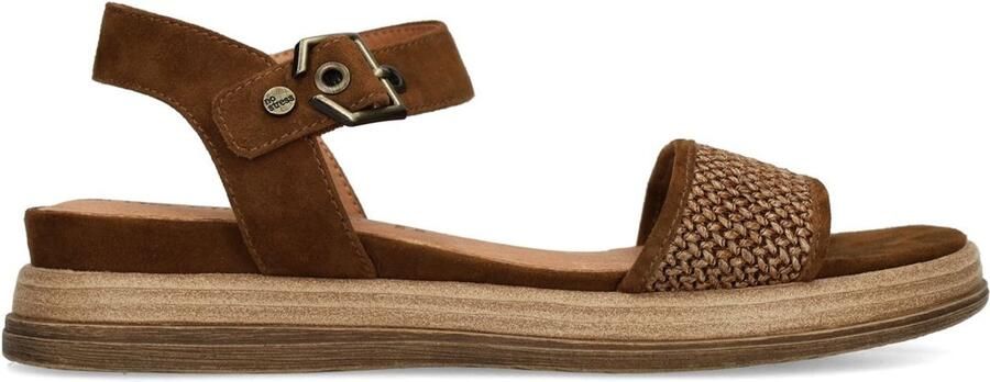 No Stress Dames Bruine leren plateau sandalen