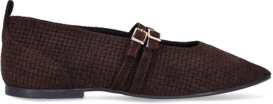 No Stress Dames Bruine suède ballerina's