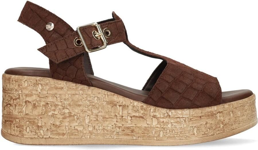 No Stress Dames Bruine suède croco sleehakken