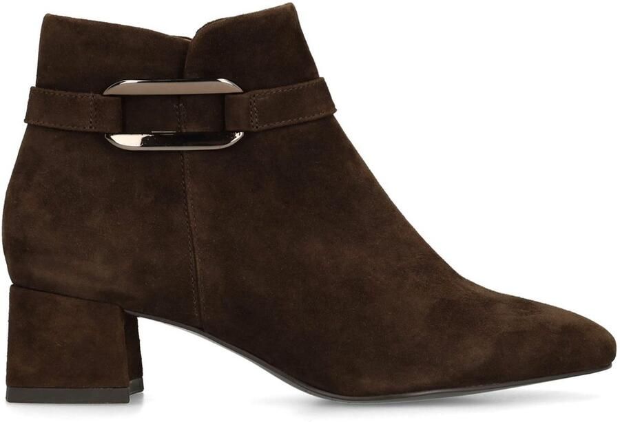 No Stress Dames Bruine suède enkellaarsjes met hak
