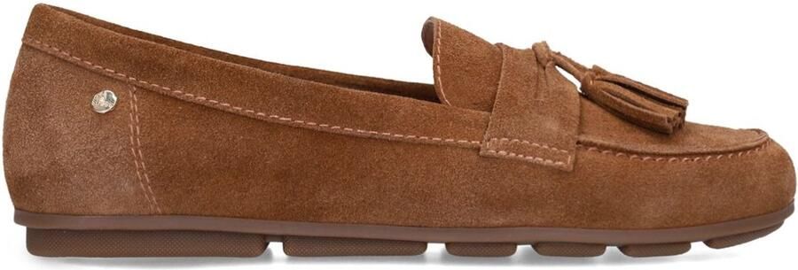 No Stress Dames Bruine suède loafers met franjes