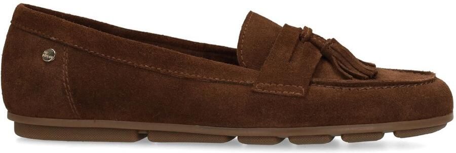 No Stress Dames Bruine suède loafers met franjes