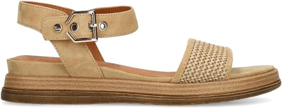 No Stress Dames Cognac leren plateau sandalen