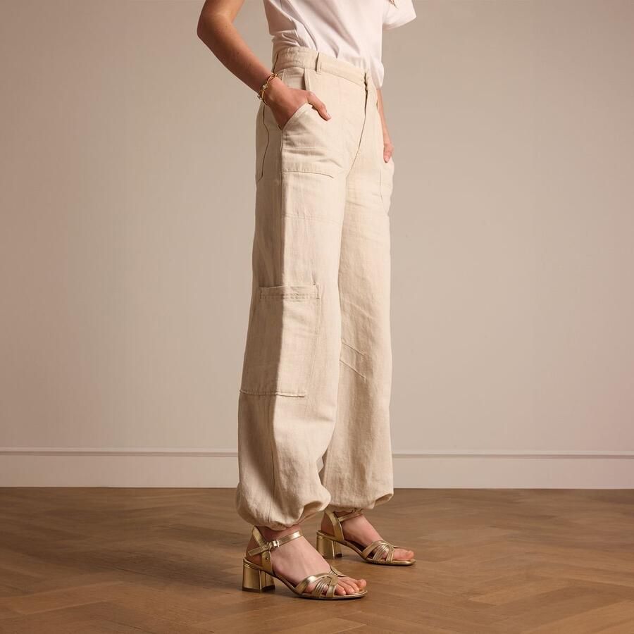 No Stress Dames PRE ORDER Gouden leren sandalen met hak - Foto 3