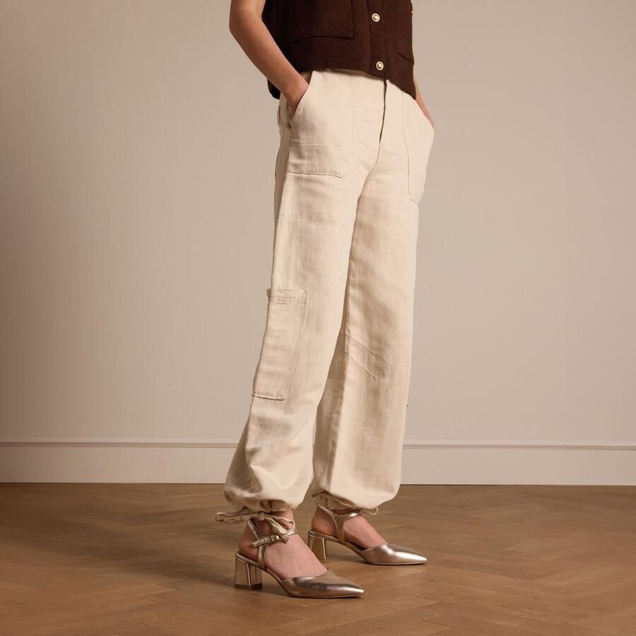 No Stress Dames Goudkleurige leren slingbacks