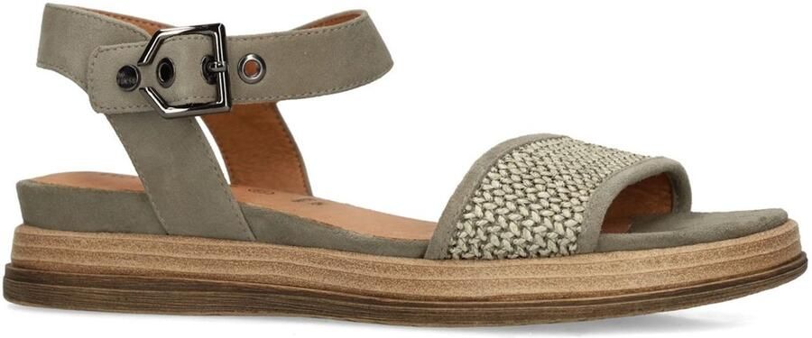 No Stress Dames Groene leren plateau sandalen