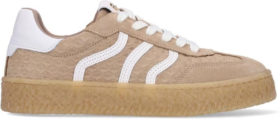 No Stress Dames Taupe leren sneakers