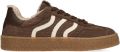 No Stress Dames Taupe suède sneakers met bontvoering - Bruin