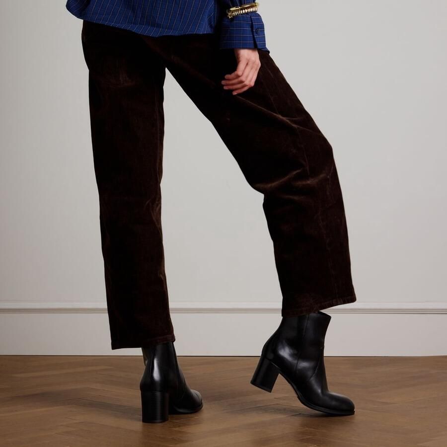 No Stress Dames Zwarte leren enkellaarsjes met hak - Foto 4