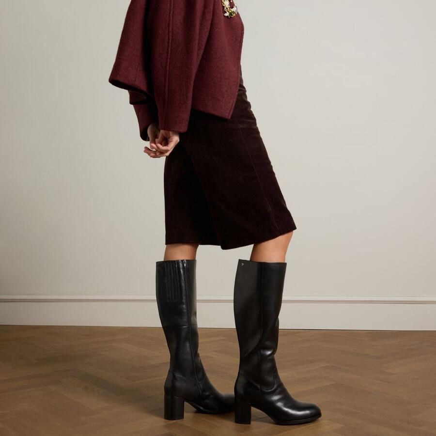 No Stress Dames Zwarte leren hoge laarzen met hak - Foto 4