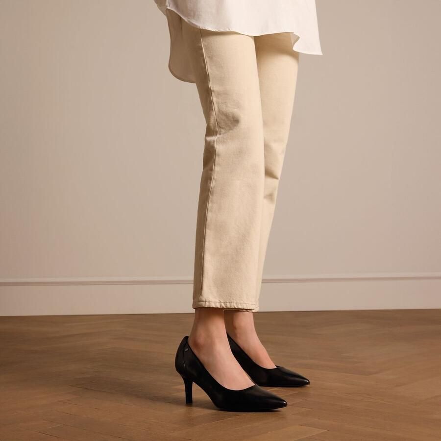 No Stress Dames Zwarte leren klassieke pumps